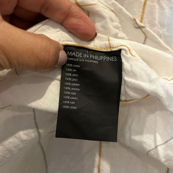 Club Monaco Slim Windowpane Linen Button Down Shirt X Large​​​​​​​​​​​​ - Picture 5 of 9